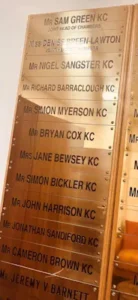 St Pauls Kings Counsel Brass Plaque